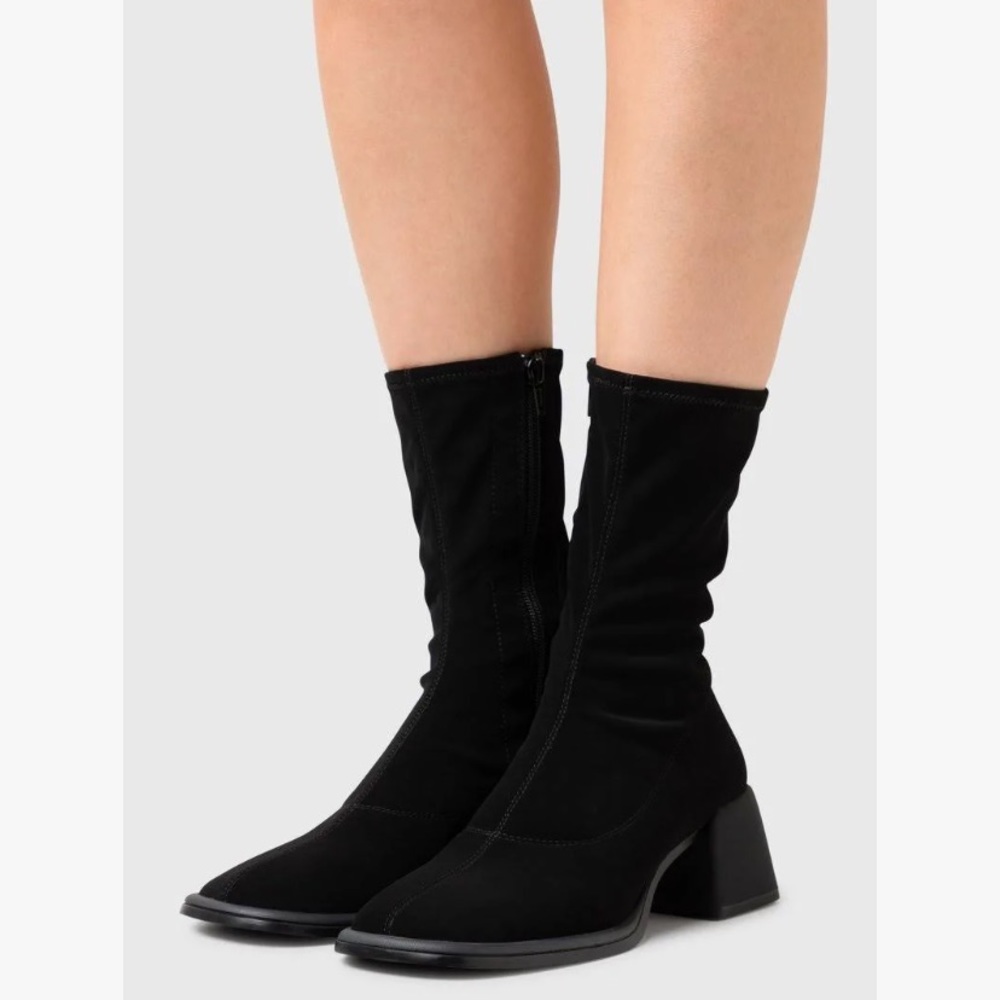 NWT VAGABOND SHOEMAKERS Ansie Stretch Boots vegan flared block heel round toe 40 - Picture 14 of 17
